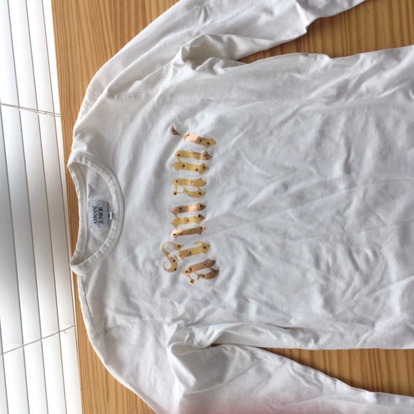 Armani Junior Other - White T-shirt with gold letters